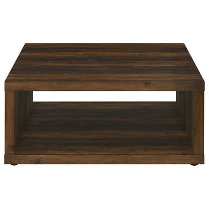 Rizz Coffee Table, Square Cube Design Open Shelf, 36 Inch Dark Brown