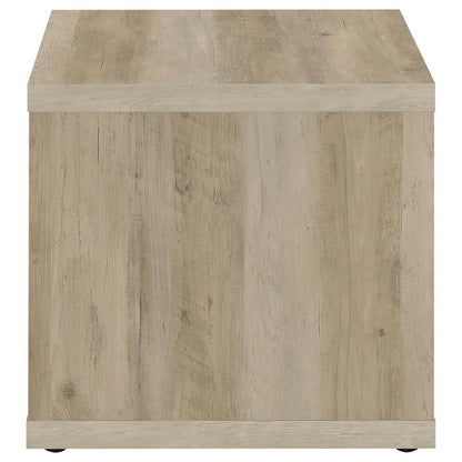Rizz Side End Table, Square Cube Design Shelf, 23 Inch Light Brown
