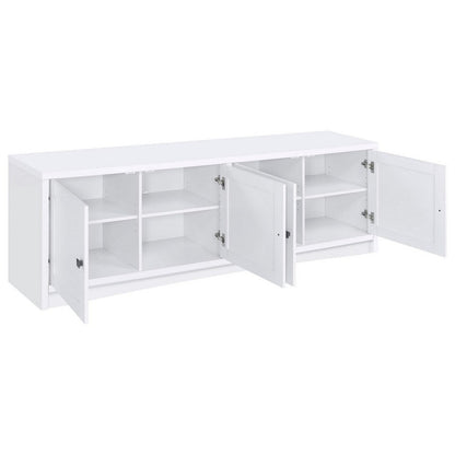 Donna TV Stand Media Cabinet with 4 Doors, White Melamine 78 Inch