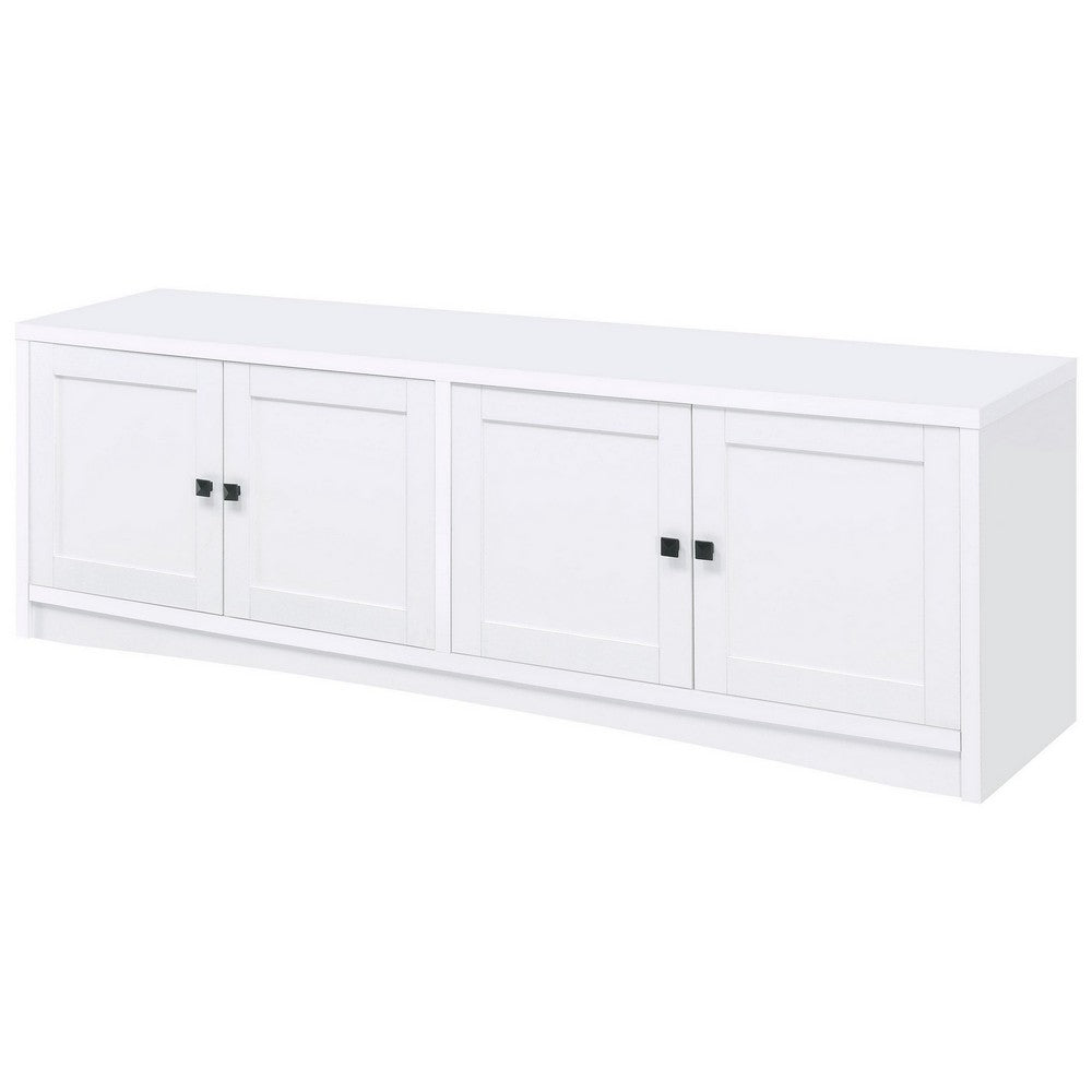 Donna TV Stand Media Cabinet with 4 Doors, White Melamine 78 Inch