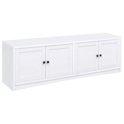 Donna TV Stand Media Cabinet with 4 Doors, White Melamine 78 Inch