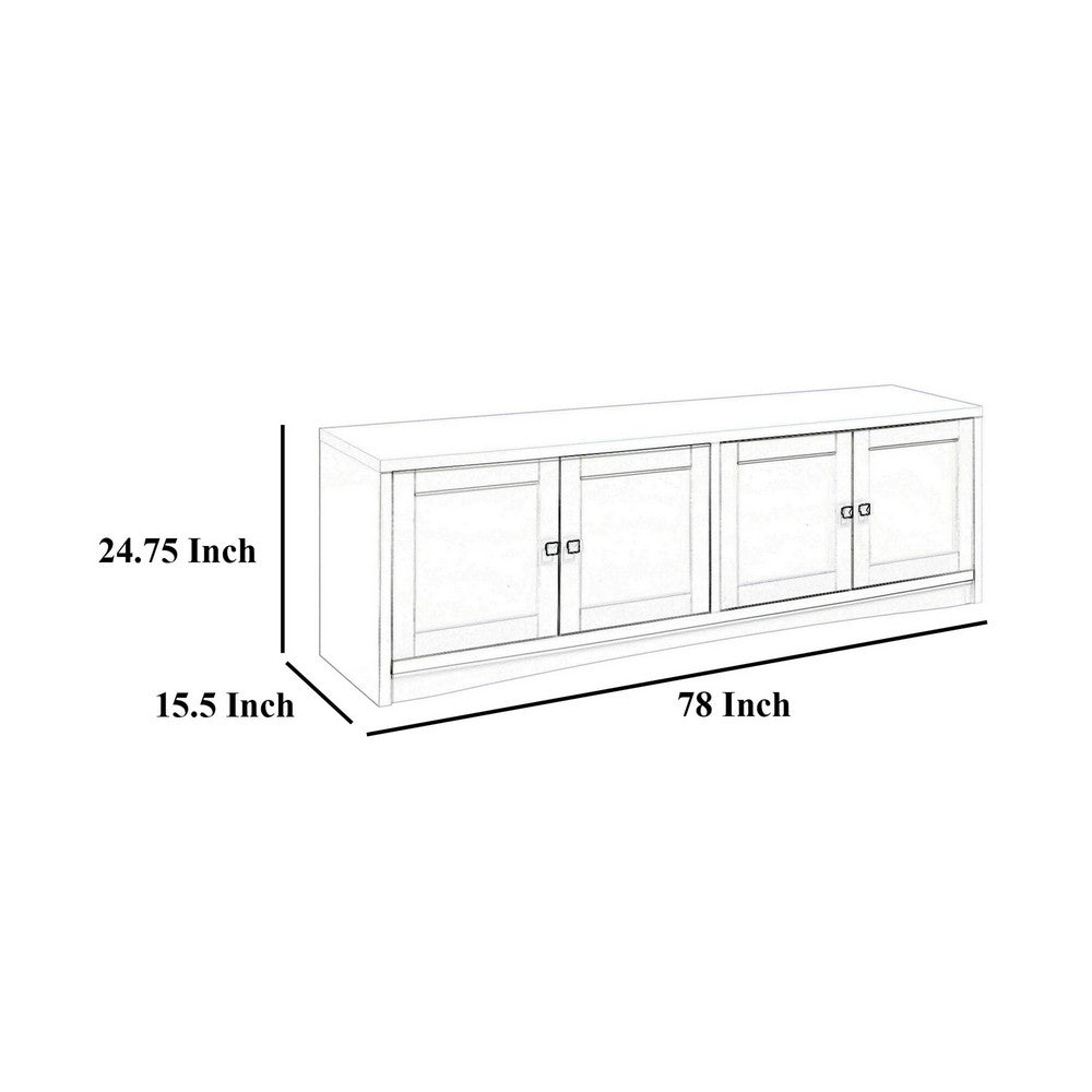 Donna TV Stand Media Cabinet with 4 Doors, Dark Brown Melamine 78 Inch