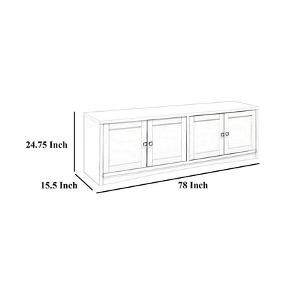 Donna TV Stand Media Cabinet with 4 Doors, Dark Brown Melamine 78 Inch