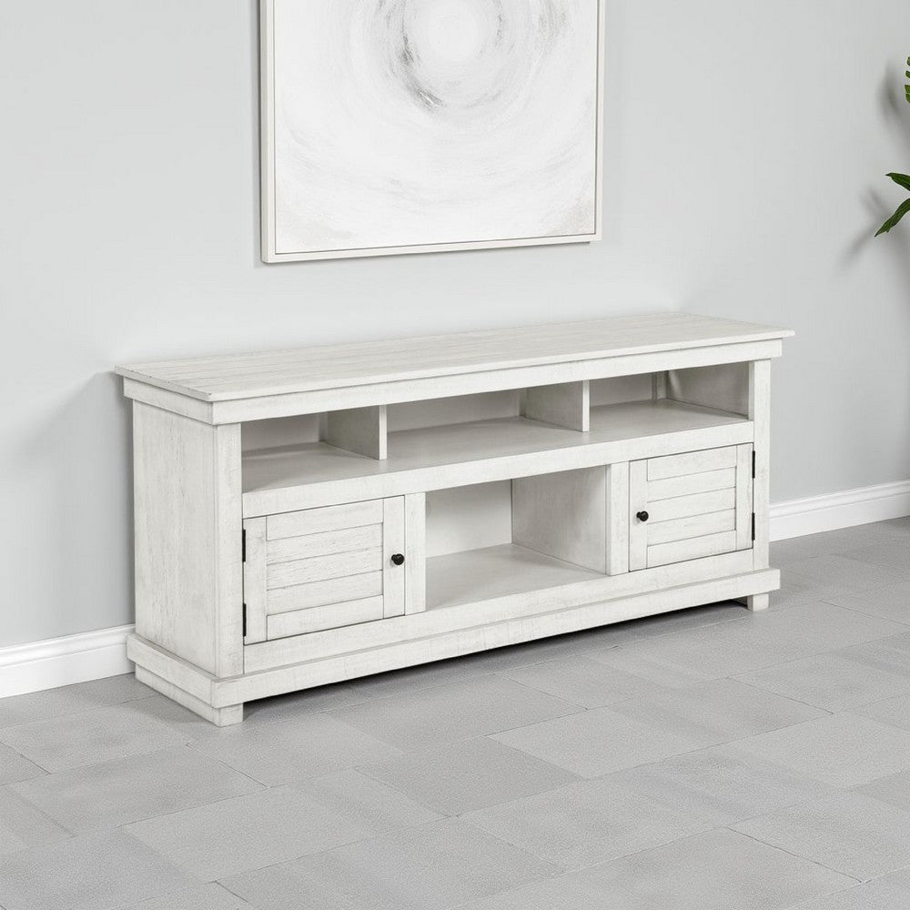 Ayne TV Stand Media Cabinet, 2 Doors and 4 Shelves, Wood 60 Inch – White