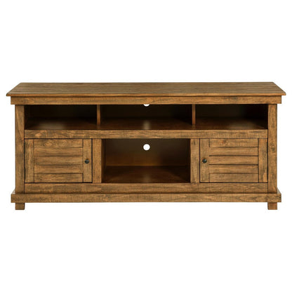 Ayne TV Stand Media Cabinet, 2 Doors and 4 Shelves, Brown Wood 60 Inch