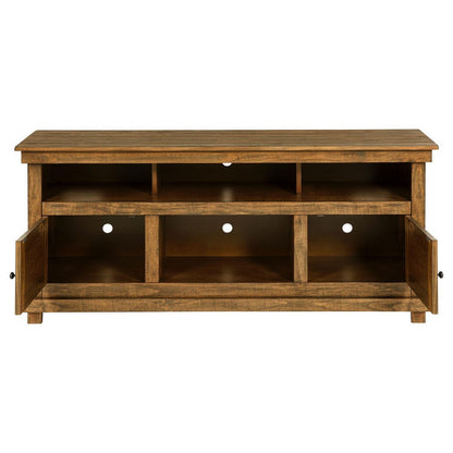 Ayne TV Stand Media Cabinet, 2 Doors and 4 Shelves, Brown Wood 60 Inch