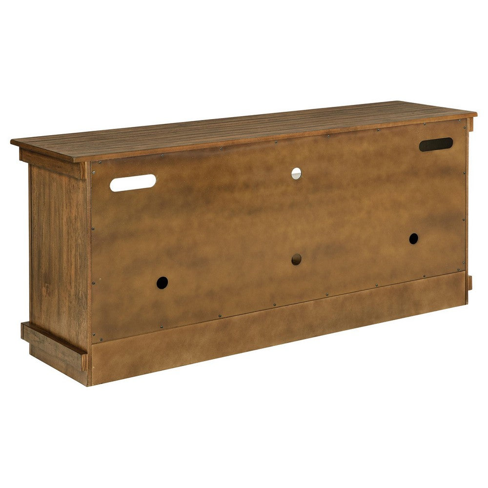 Ayne TV Stand Media Cabinet, 2 Doors and 4 Shelves, Brown Wood 60 Inch