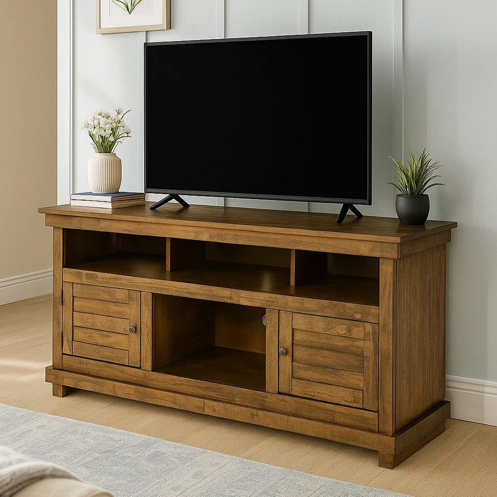 Ayne TV Stand Media Cabinet, 2 Doors and 4 Shelves, Wood 60 Inch – Brown