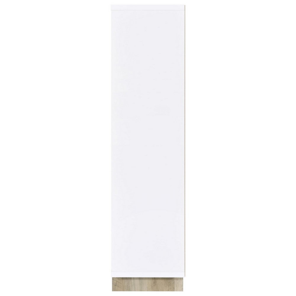 Aton Bookcase, Multiple Shelves and Compartments, Distressed White