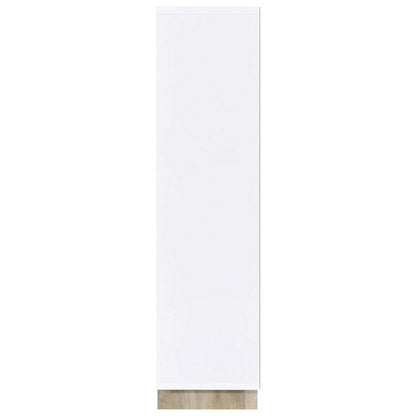 Aton Bookcase, Multiple Shelves and Compartments, Distressed White