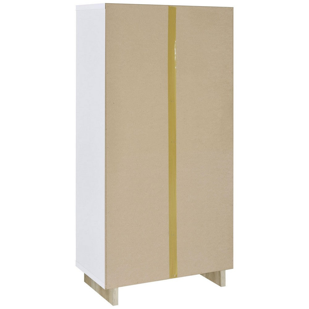 Aton Bookcase, Multiple Shelves and Compartments, Distressed White
