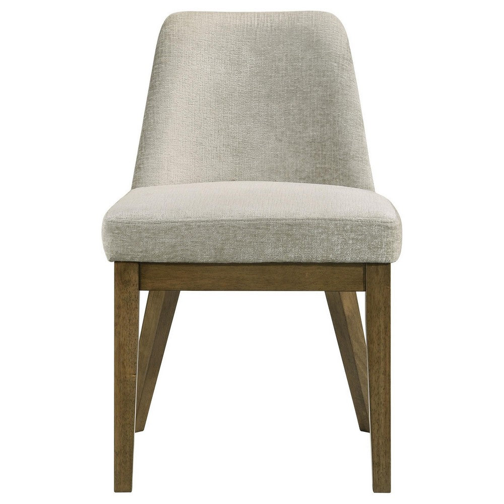 Givy Dining Armless Chair Set of 2, Tapered Legs, Oak Brown Wood, Tan