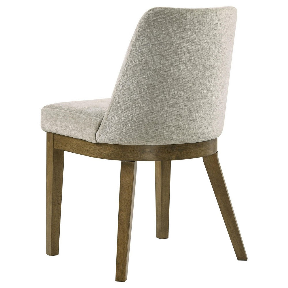 Givy Dining Armless Chair Set of 2, Tapered Legs, Oak Brown Wood, Tan