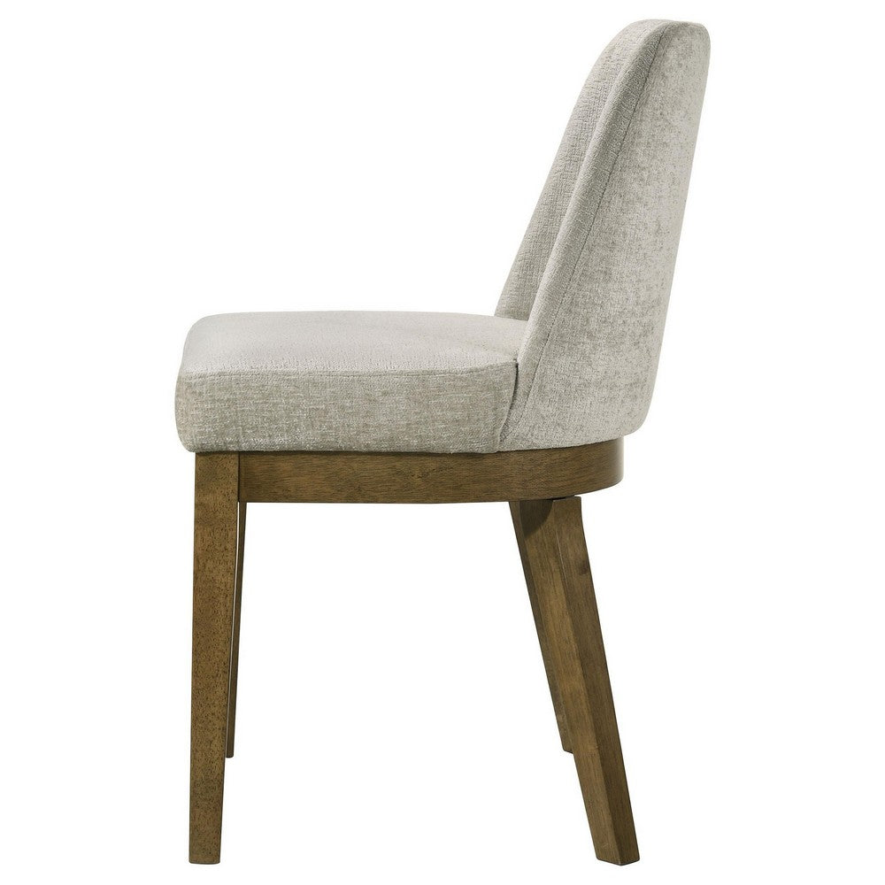Givy Dining Armless Chair Set of 2, Tapered Legs, Oak Brown Wood, Tan