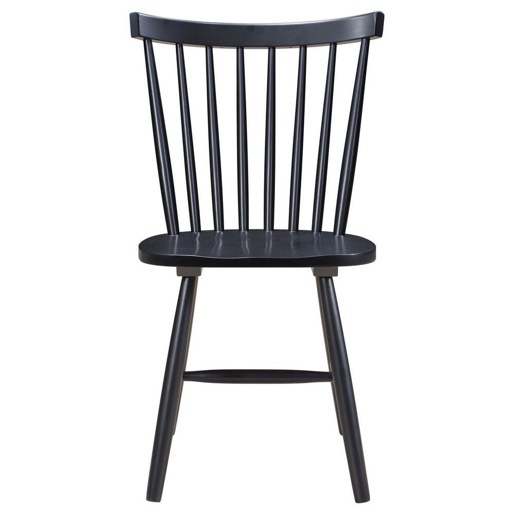 Halie Dining Side Chair Set of 2, Spindle Back, Black Asian Hardwood