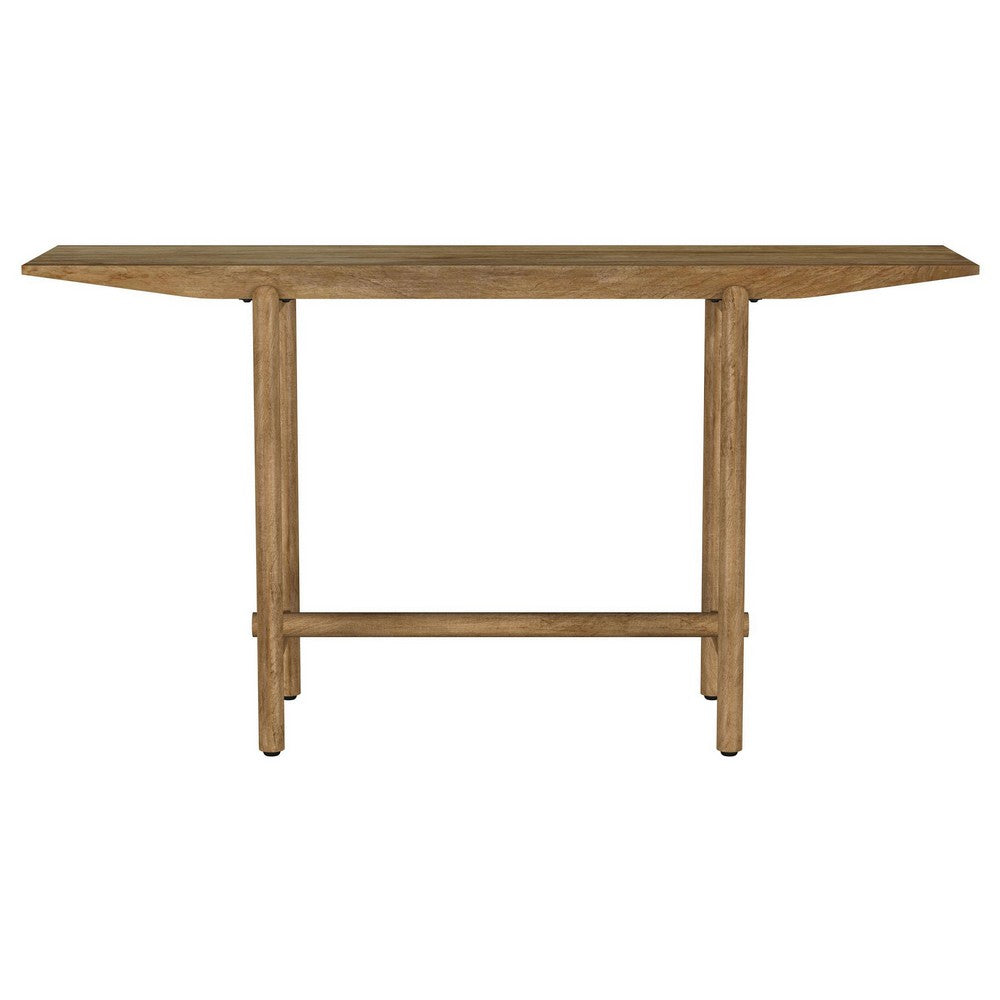 Arius Sofa Console Table, 57 Inch Slim Rectangular Brown Mango Wood