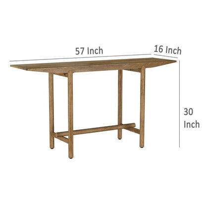 Arius Sofa Console Table, 57 Inch Slim Rectangular Brown Mango Wood