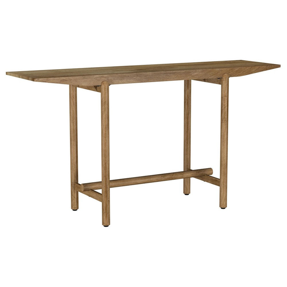 Arius Sofa Console Table, 57 Inch Slim Rectangular Brown Mango Wood