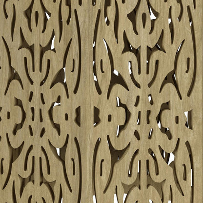 Ores Accent Side Table with Intricate Carvings, Brown Mango Wood