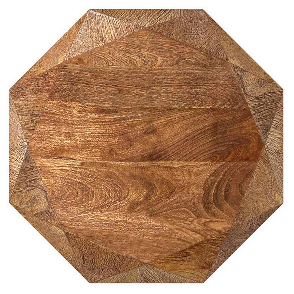 Cinti Accent Side Table, Gemstone Shape, Natural Brown Mango Wood