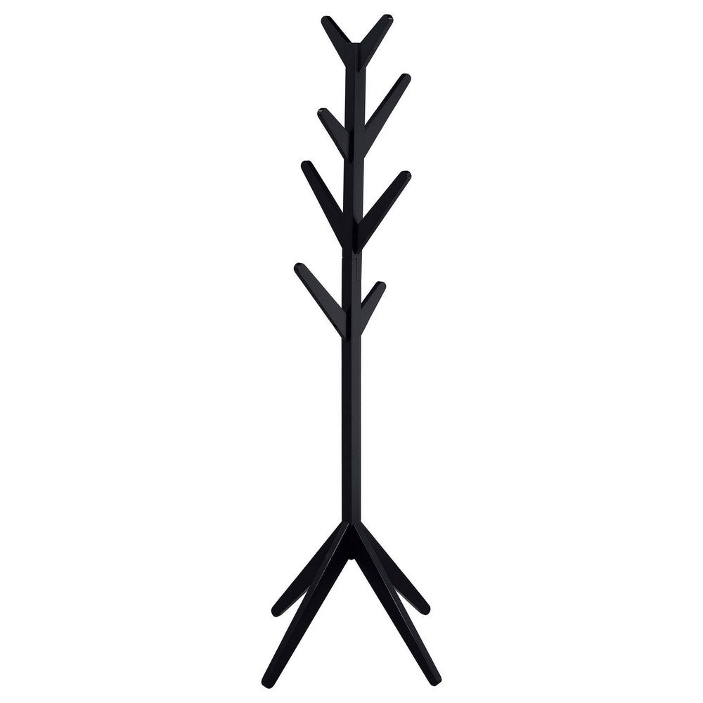 Margo Coat Rack, 8 Hooks and Tree Inspired Design, Black Solid wood