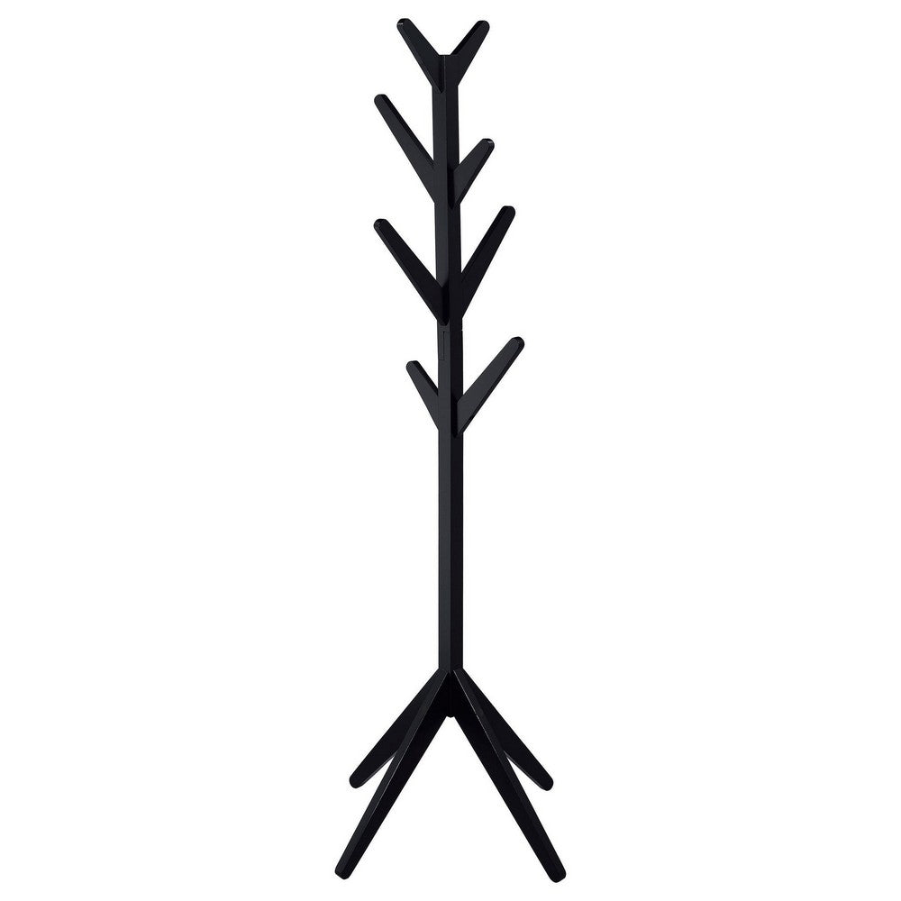 Margo Coat Rack, 8 Hooks and Tree Inspired Design, Black Solid wood