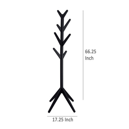 Margo Coat Rack, 8 Hooks and Tree Inspired Design, Black Solid wood