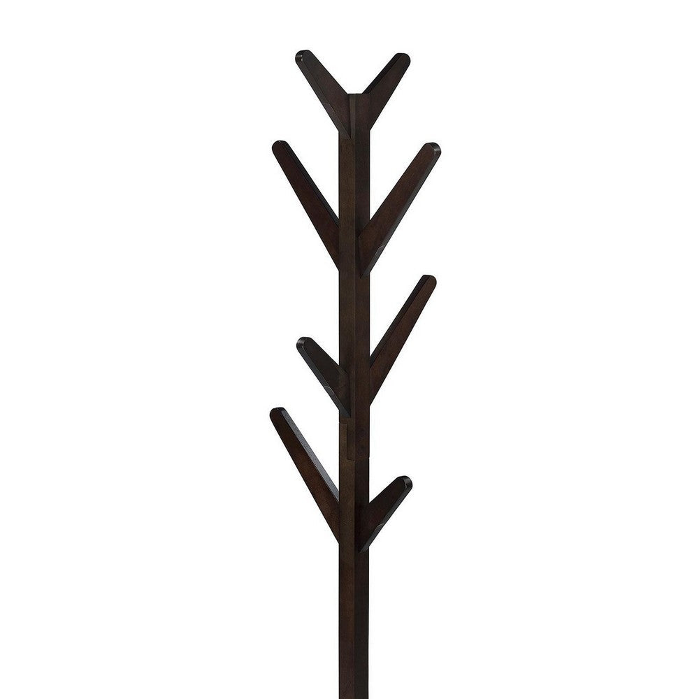 Margo Coat Rack, 8 Hooks and Tree Inspired Design, Brown Solid wood