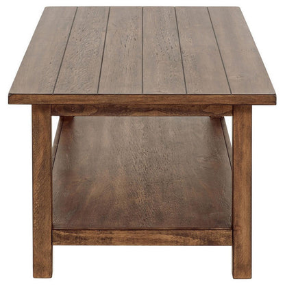 Ayne Coffee Table, 1 Shelf, Distressed Brown Wood Frame, 47 Inch