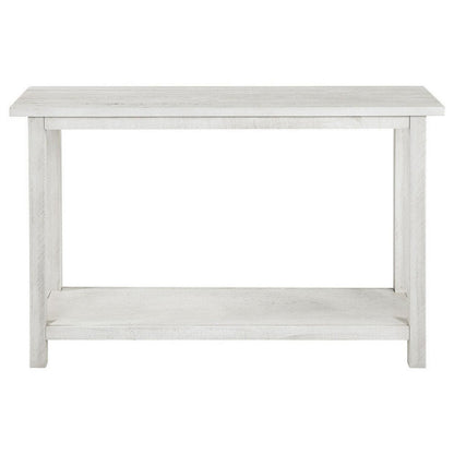 Ayne Console Table, 1 Bottom Shelf, Distressed White Wood, 47 Inch