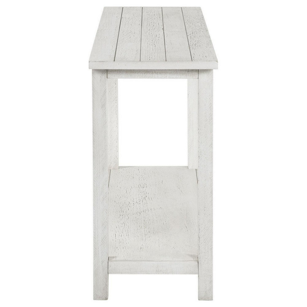 Ayne Console Table, 1 Bottom Shelf, Distressed White Wood, 47 Inch