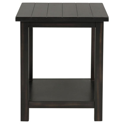 Ayne Side End Table, 1 Bottom Shelf, Black Wood Frame, Square 20 Inch