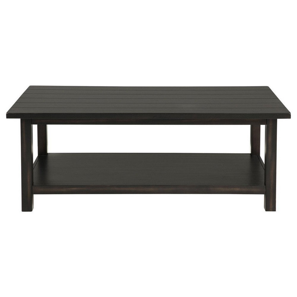 Ayne Coffee Table, 1 Bottom Shelf, Classic Black Wood Frame, 47 Inch