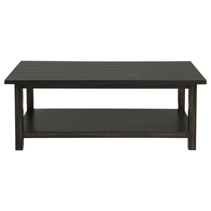 Ayne Coffee Table, 1 Bottom Shelf, Classic Black Wood Frame, 47 Inch