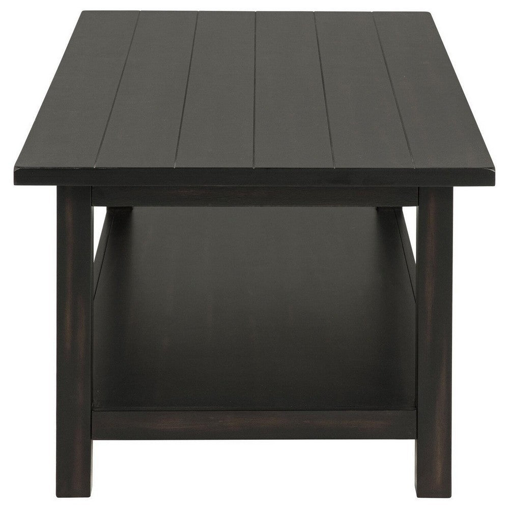 Ayne Coffee Table, 1 Bottom Shelf, Classic Black Wood Frame, 47 Inch