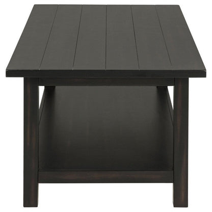 Ayne Coffee Table, 1 Bottom Shelf, Classic Black Wood Frame, 47 Inch