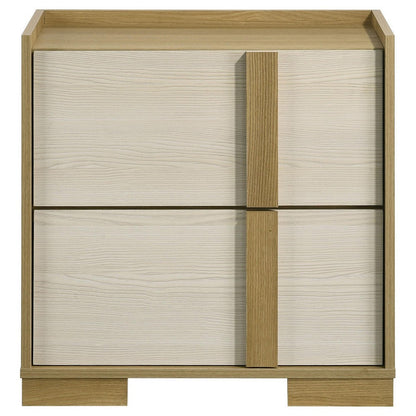 Hyle Nightstand, 2 Drawers, 24 Inch Modern Natural Brown and White