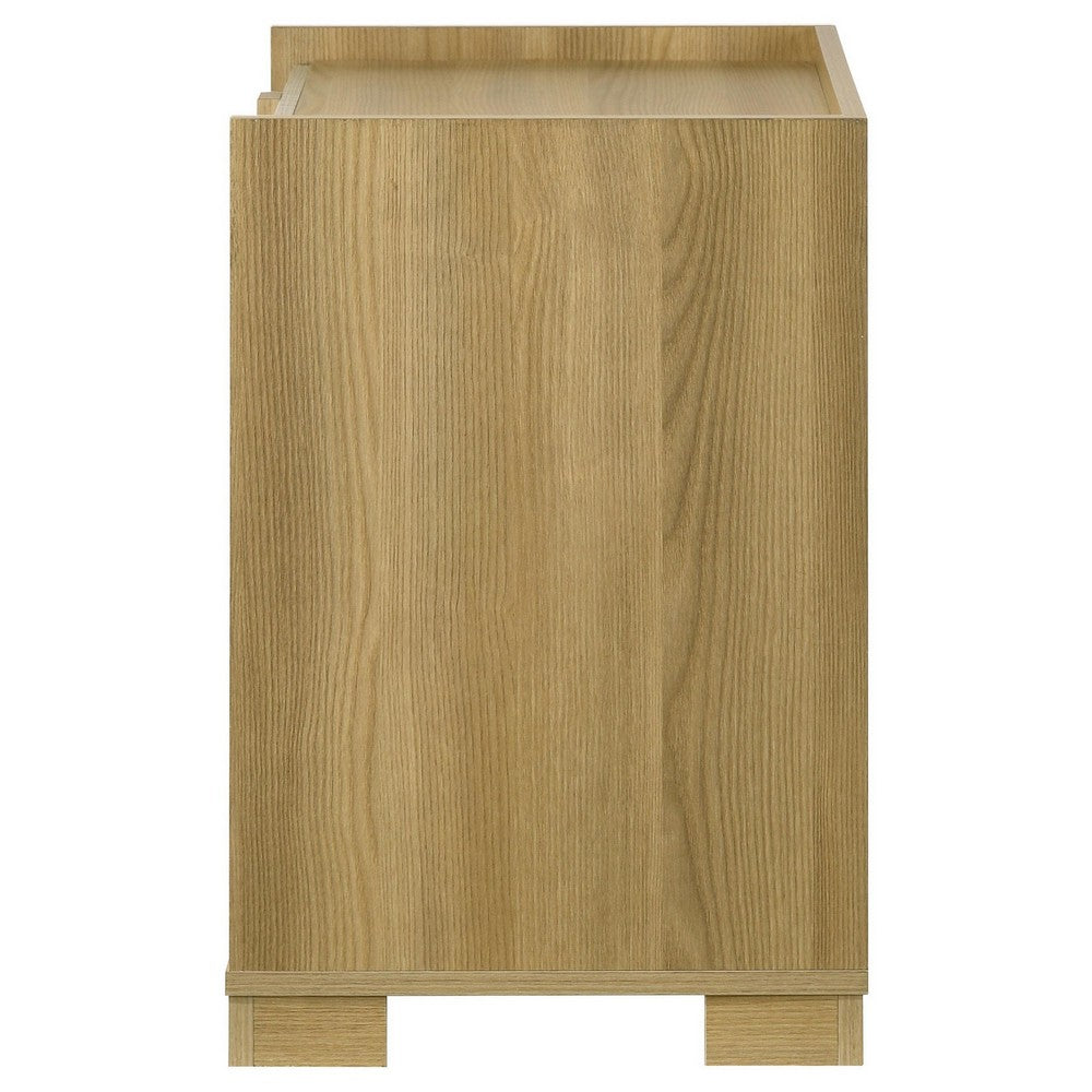 Hyle Nightstand, 2 Drawers, 24 Inch Modern Natural Brown and White