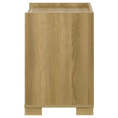 Hyle Nightstand, 2 Drawers, 24 Inch Modern Natural Brown and White