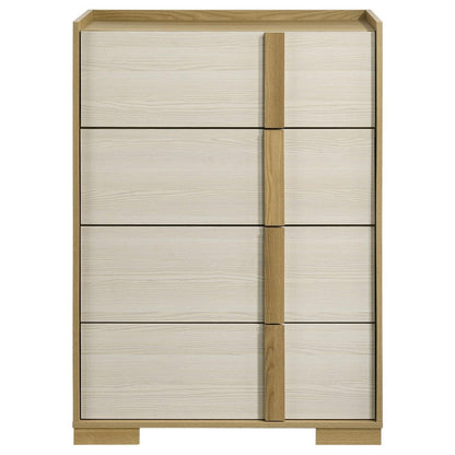 Hyle Tall Dresser Chest, 4 Drawers, Modern Natural Brown and White