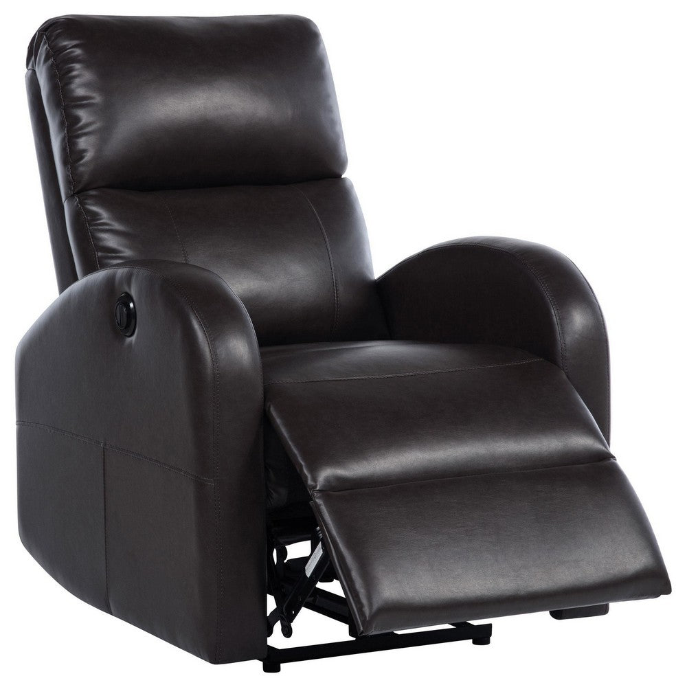 Nami Power Recliner Chair, Plush Cushioned Espresso Brown Faux Leather