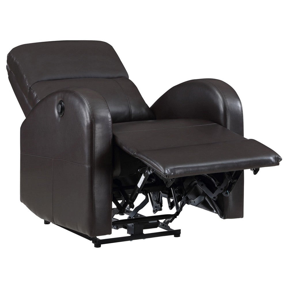 Nami Power Recliner Chair, Plush Cushioned Espresso Brown Faux Leather