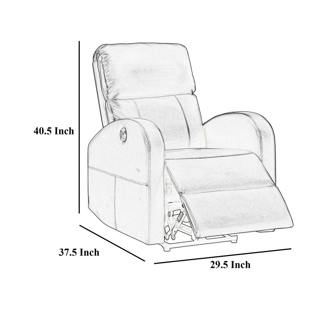 Nami Power Recliner Chair, Plush Cushioned Espresso Brown Faux Leather