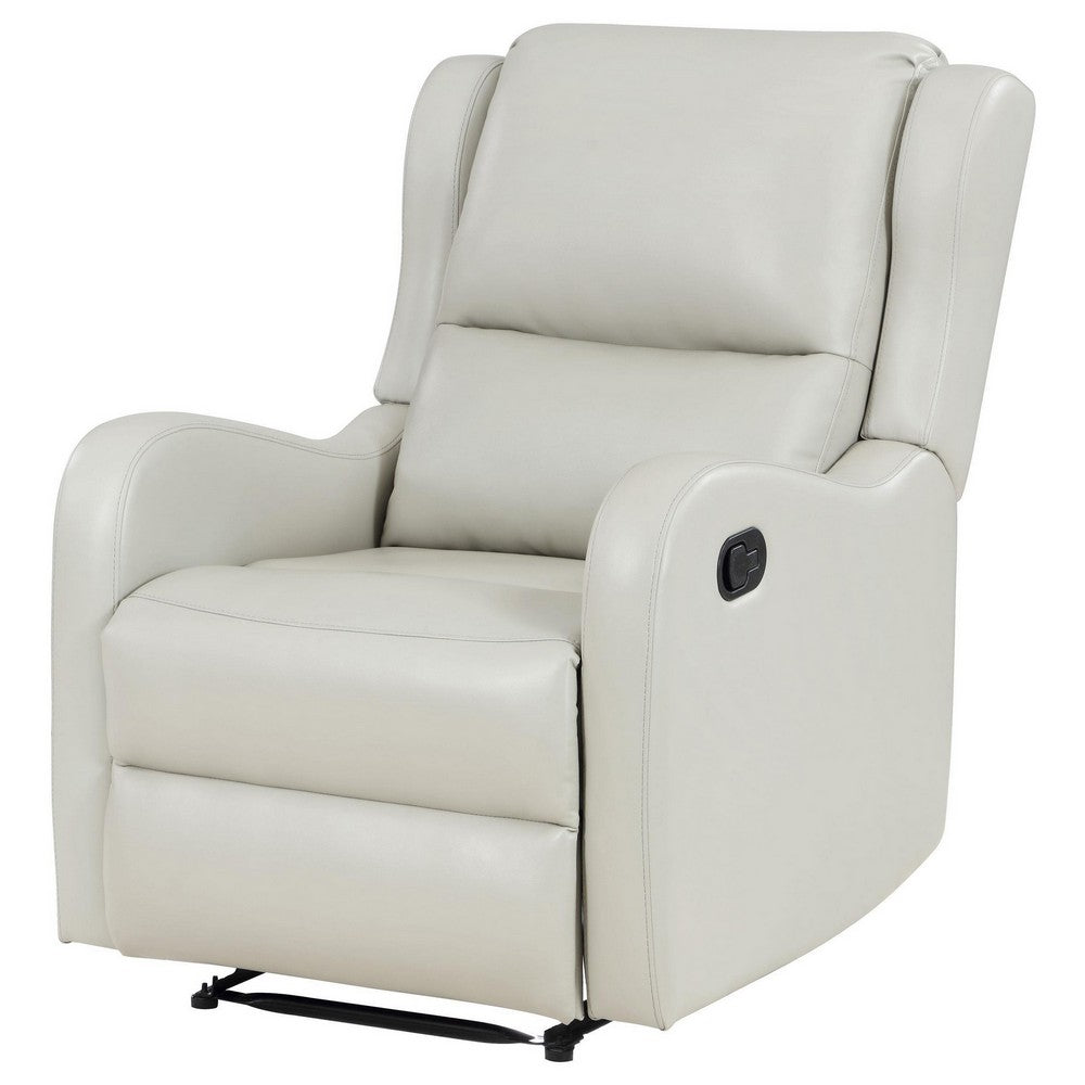 Mayra Manual Recliner Chair, English Arms, Plush Ivory Faux Leather