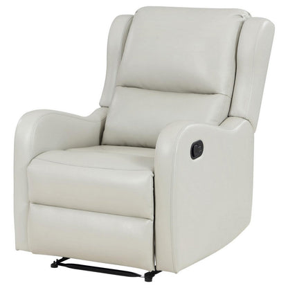 Mayra Manual Recliner Chair, English Arms, Plush Ivory Faux Leather