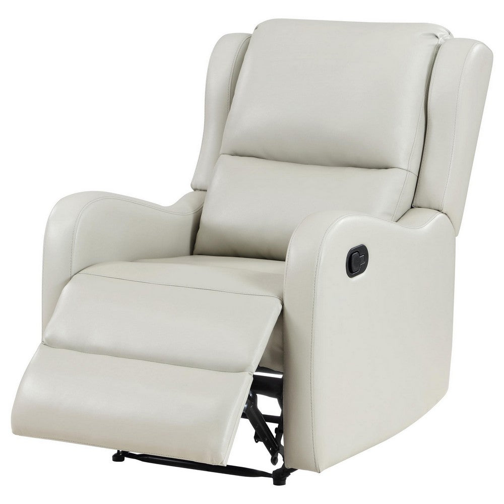 Mayra Manual Recliner Chair, English Arms, Plush Ivory Faux Leather