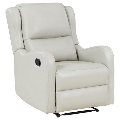 Mayra Manual Recliner Chair, English Arms, Plush Ivory Faux Leather
