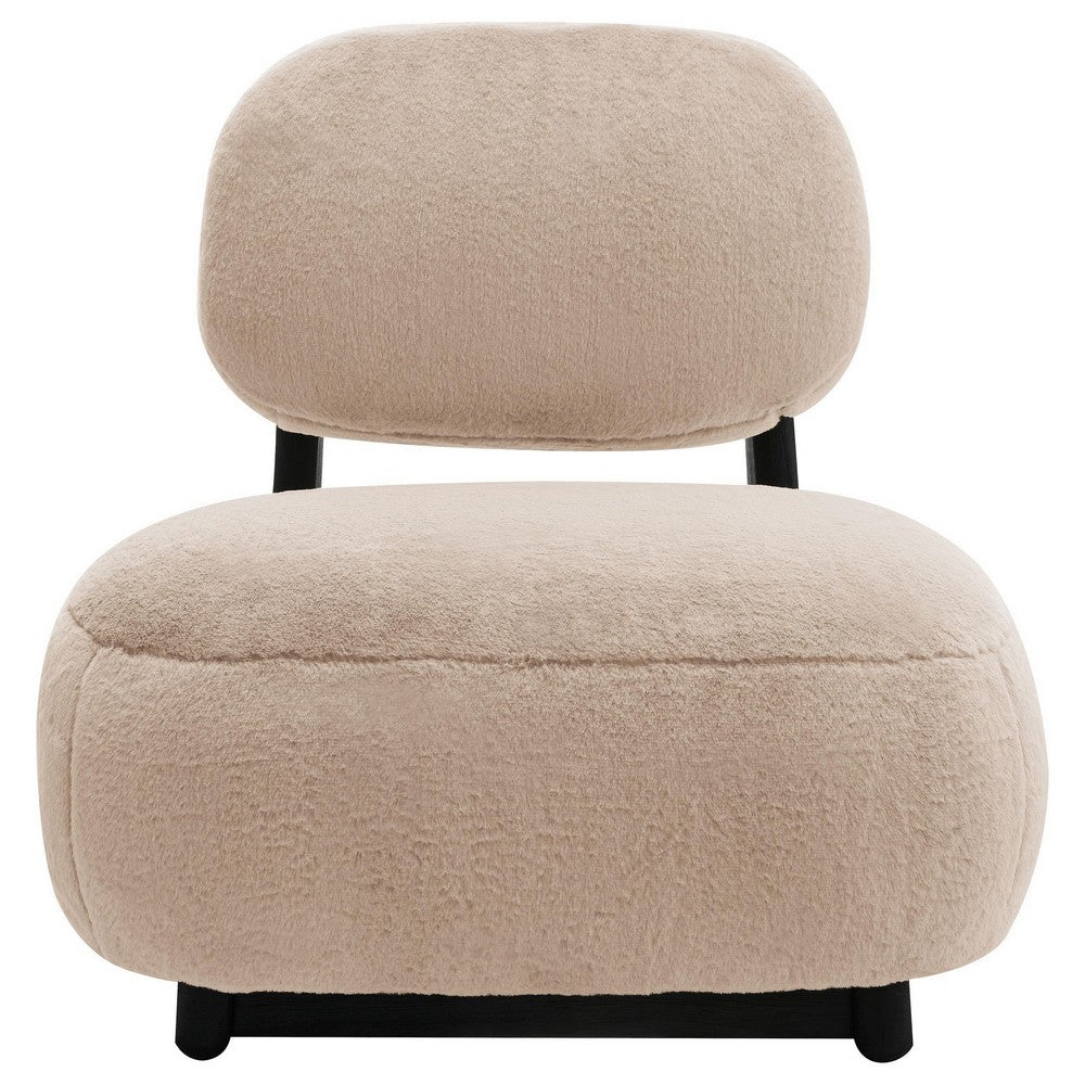 Diasa Armless Accent Chair, Camel Brown Fabric, Thick Foam Cushions