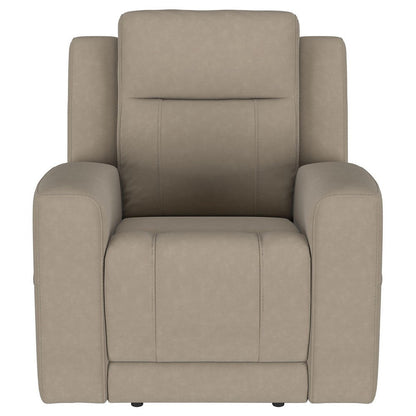 Krio Manual Recliner Chair, 37 Inch Modern Taupe Brown Faux Leather