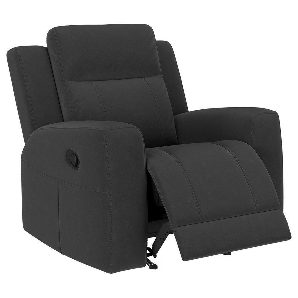 Krio Manual Recliner Chair, 37 Inch, Modern Charcoal Gray Faux Leather